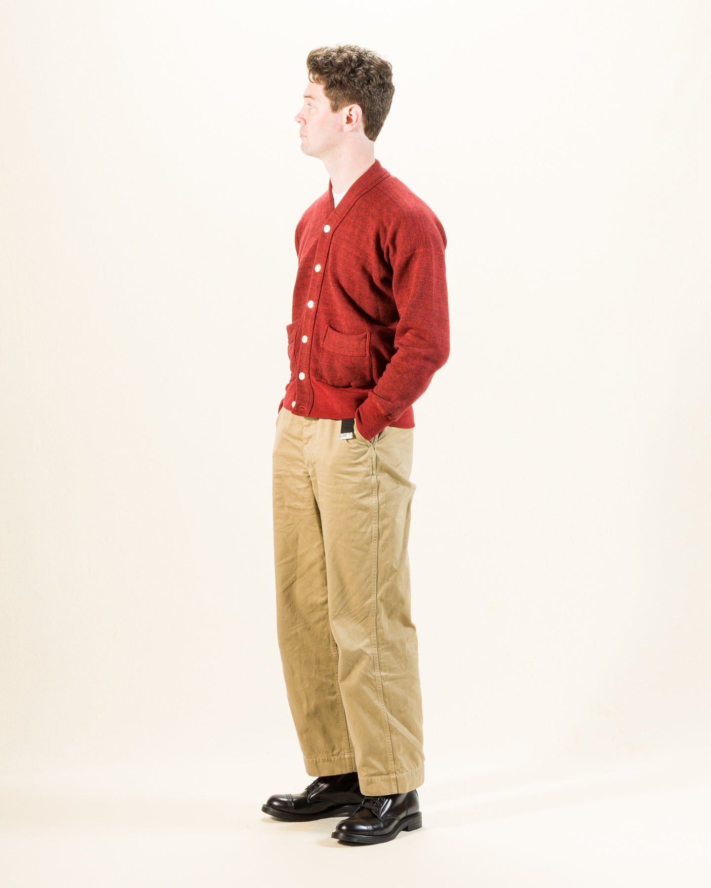 Olde Homesteader Mix Extra Cotton Fleece Cardigan - Turkey Red - Standard & Strange