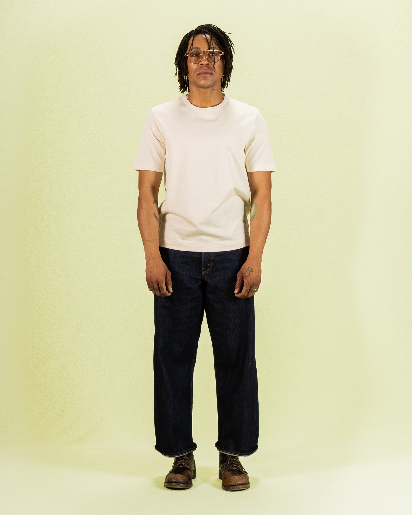 Merz b. Schwanen 2M15C Cropped Vintage Machine Jersey T-Shirt - Nature - Standard & Strange